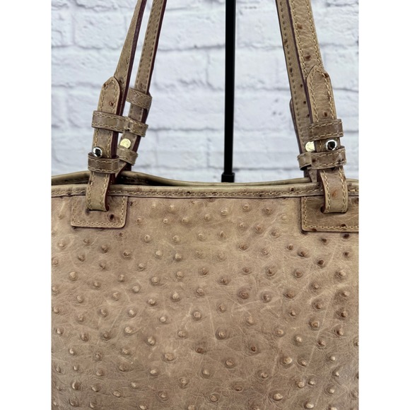 Dooney & Bourke Ostrich Embossed Leather Tote Tan Shoulder Bag Classic Preppy - Picture 3 of 16